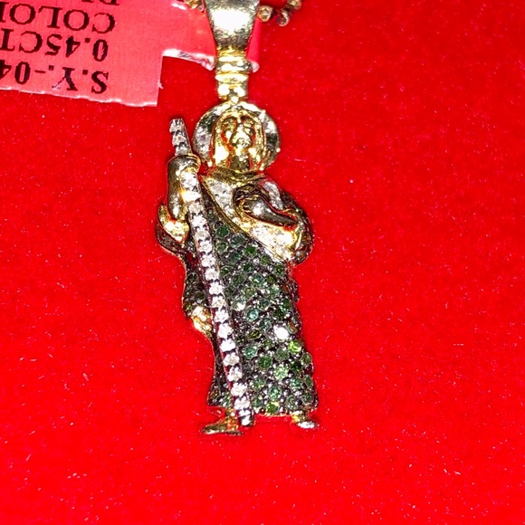 Real diamond custom made saint Jude pendant, best Christmas gift, free appraisal - Picture 5 of 10
